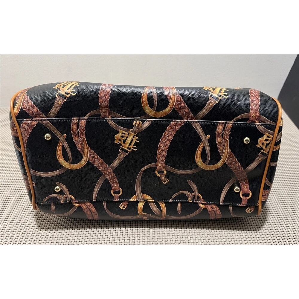 Ralph Lauren Black Belting Print Equestrian Satchel - Picture 8 of 13